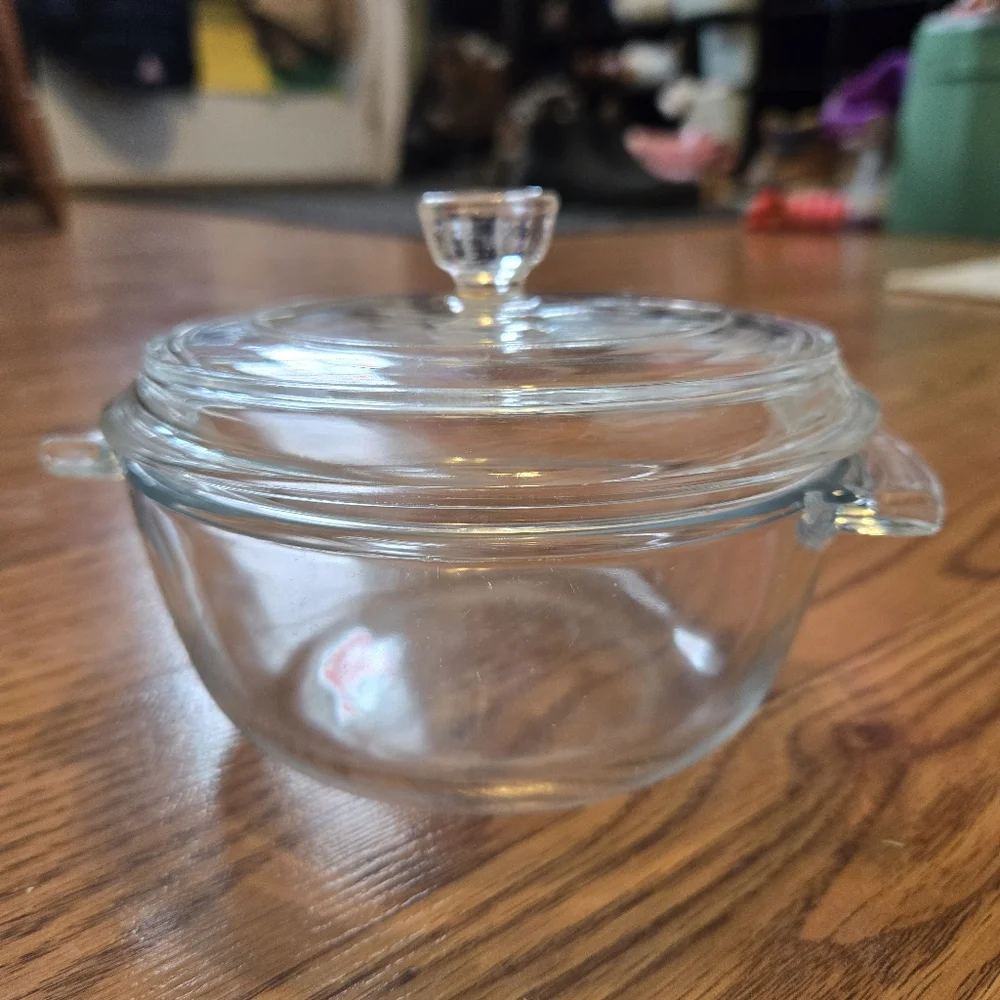 Vintage PRYEX Round Casserole Clear Glass Baking Dish with Lid 451 France X Bake